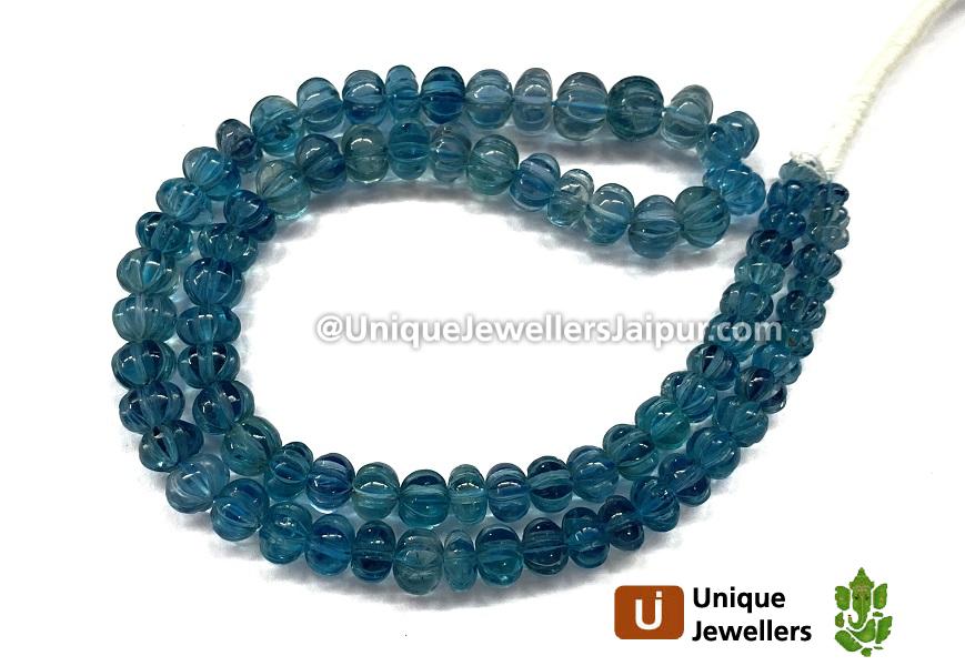 London Blue Topaz Carved Pumpkin Beads